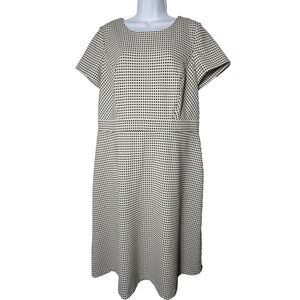 Talbots Sz 14 Dress Shift A Line Black White Check Gingham Zip Career Office